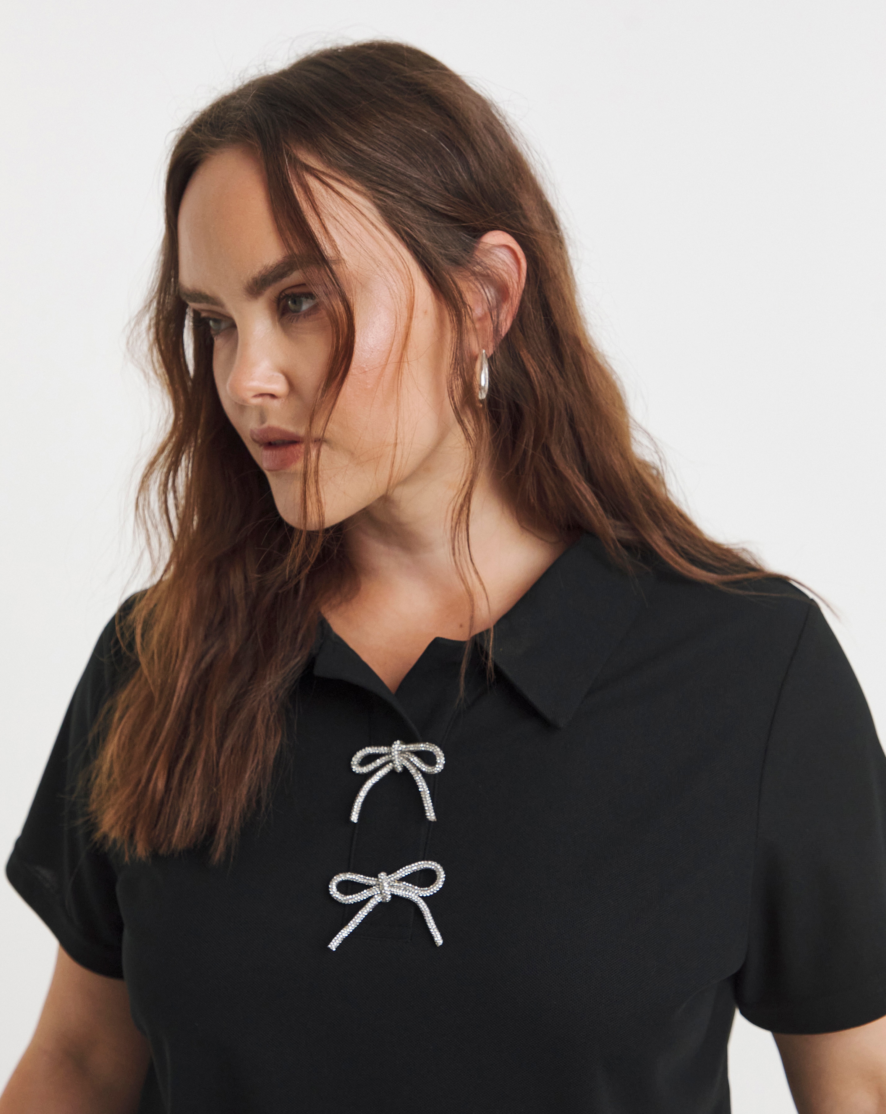 Simply Be Polo with Bow Embellishment