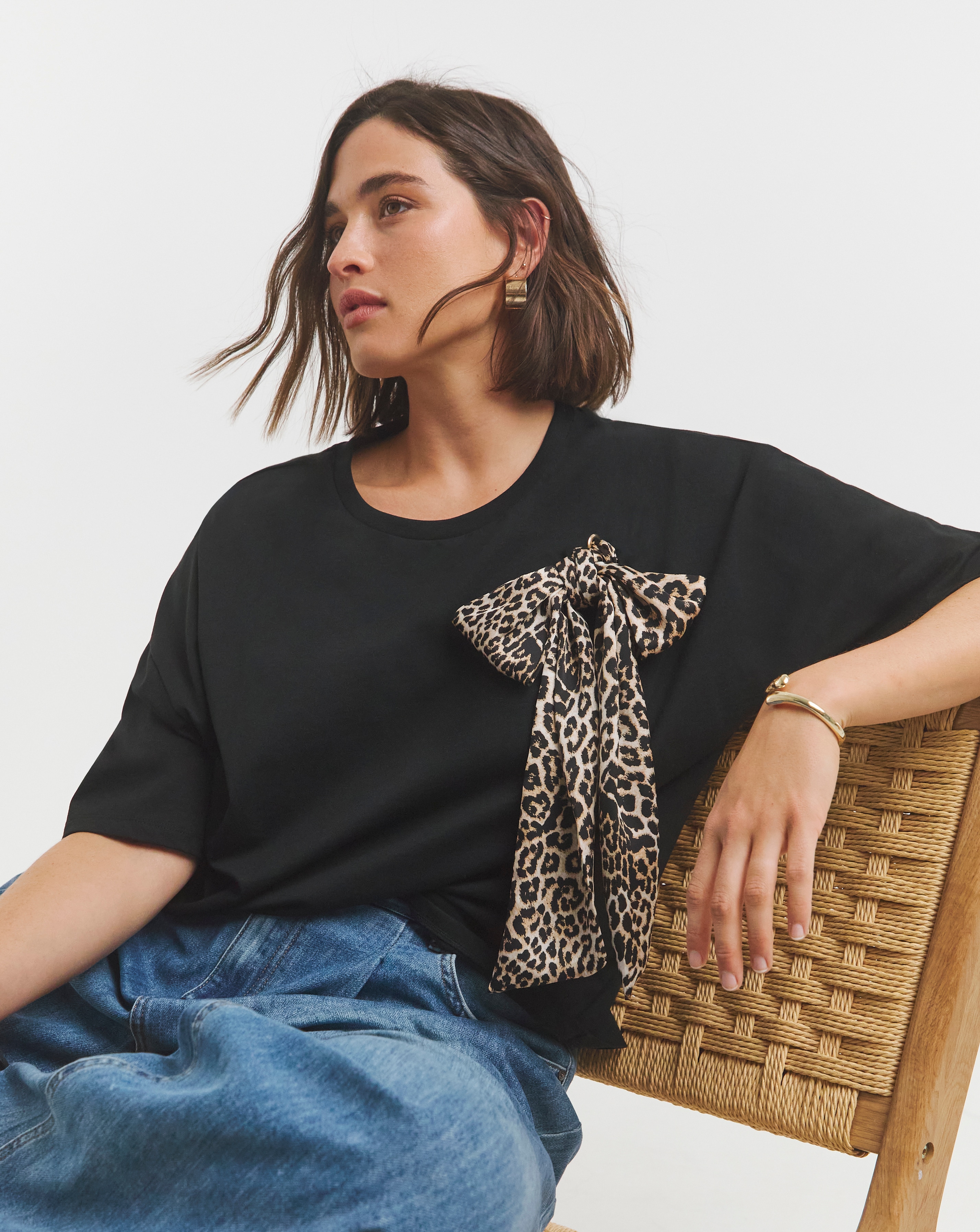 Bow Shoulder Detail T-Shirt