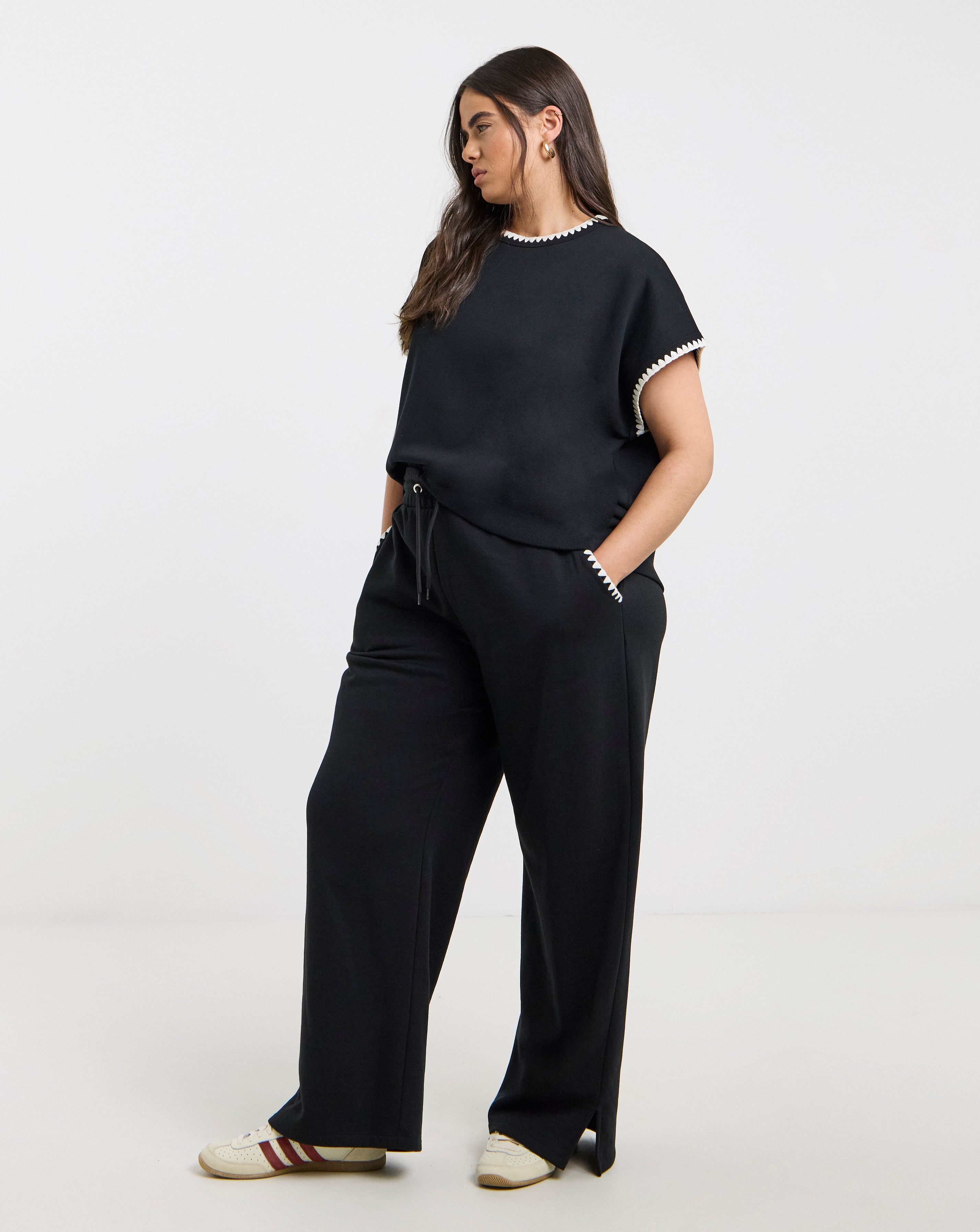 Wide Leg Jogger with Contrast Stitch