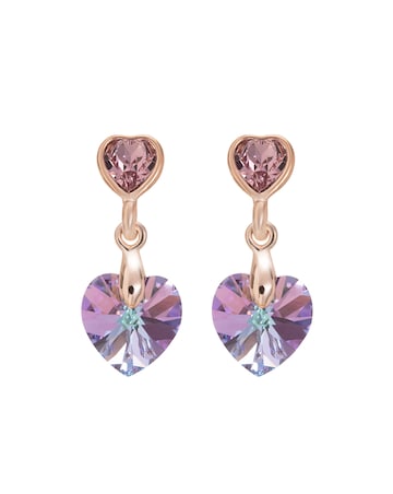 Jon Richard Radiance Collection Rose Gold Plated Pink Heart Drop Earrings
