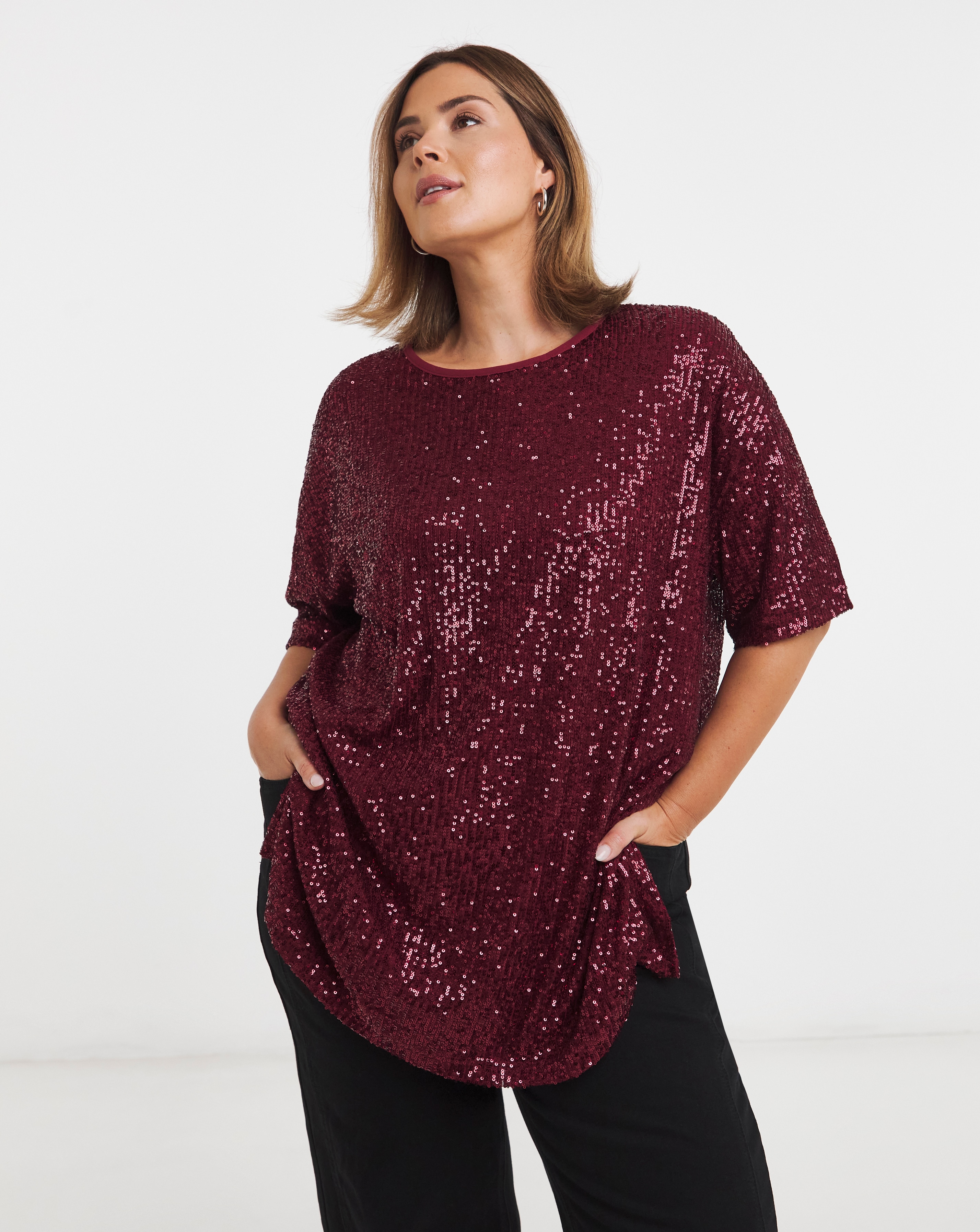 Linear Sequin Oversized T-Shirt