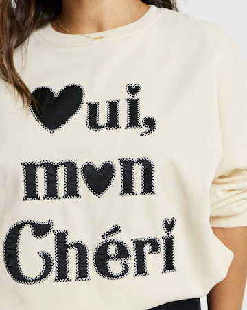 Ecru Oui Mon Cheri Graphic Sweatshirt