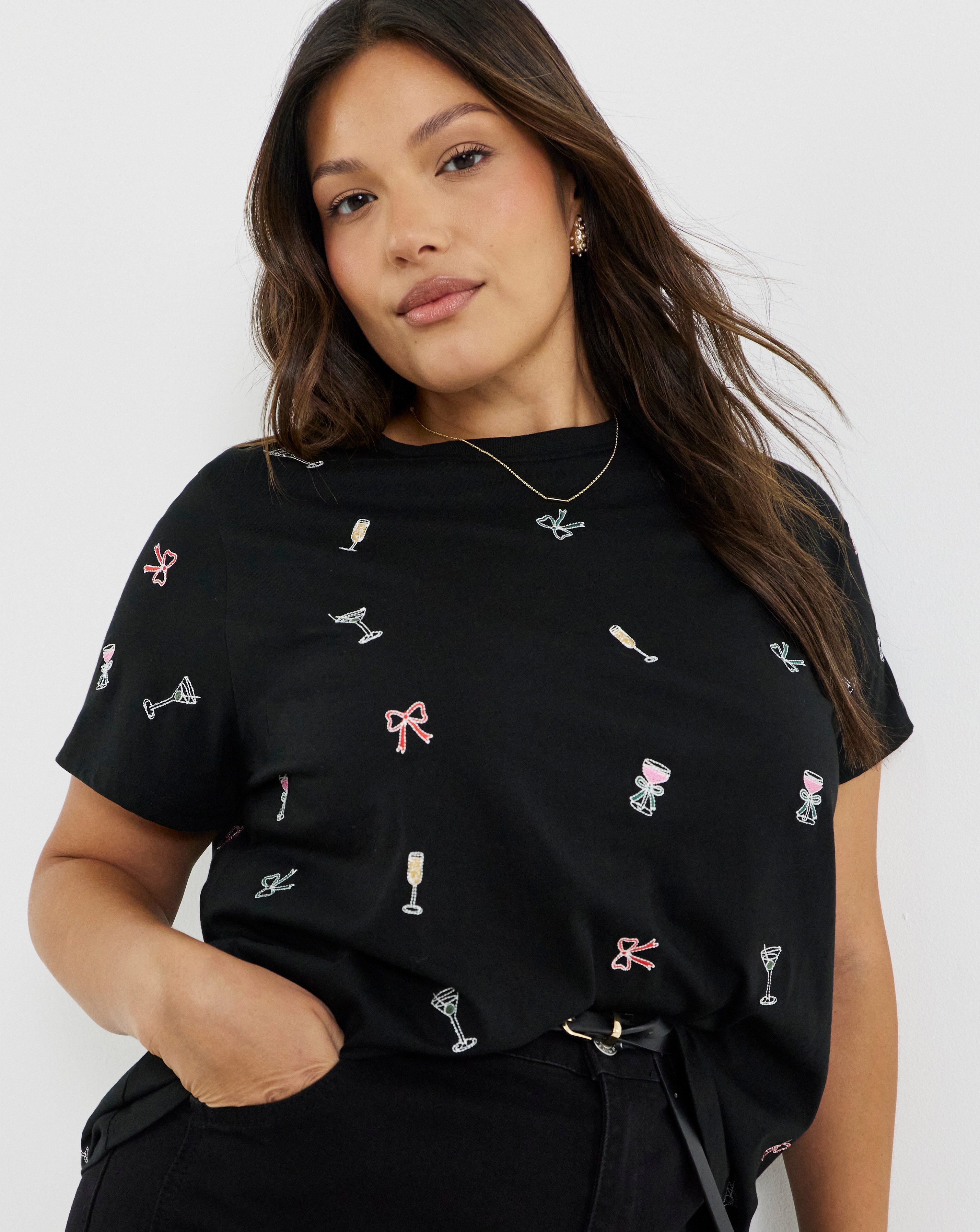 Embroidered Cocktail T-Shirt