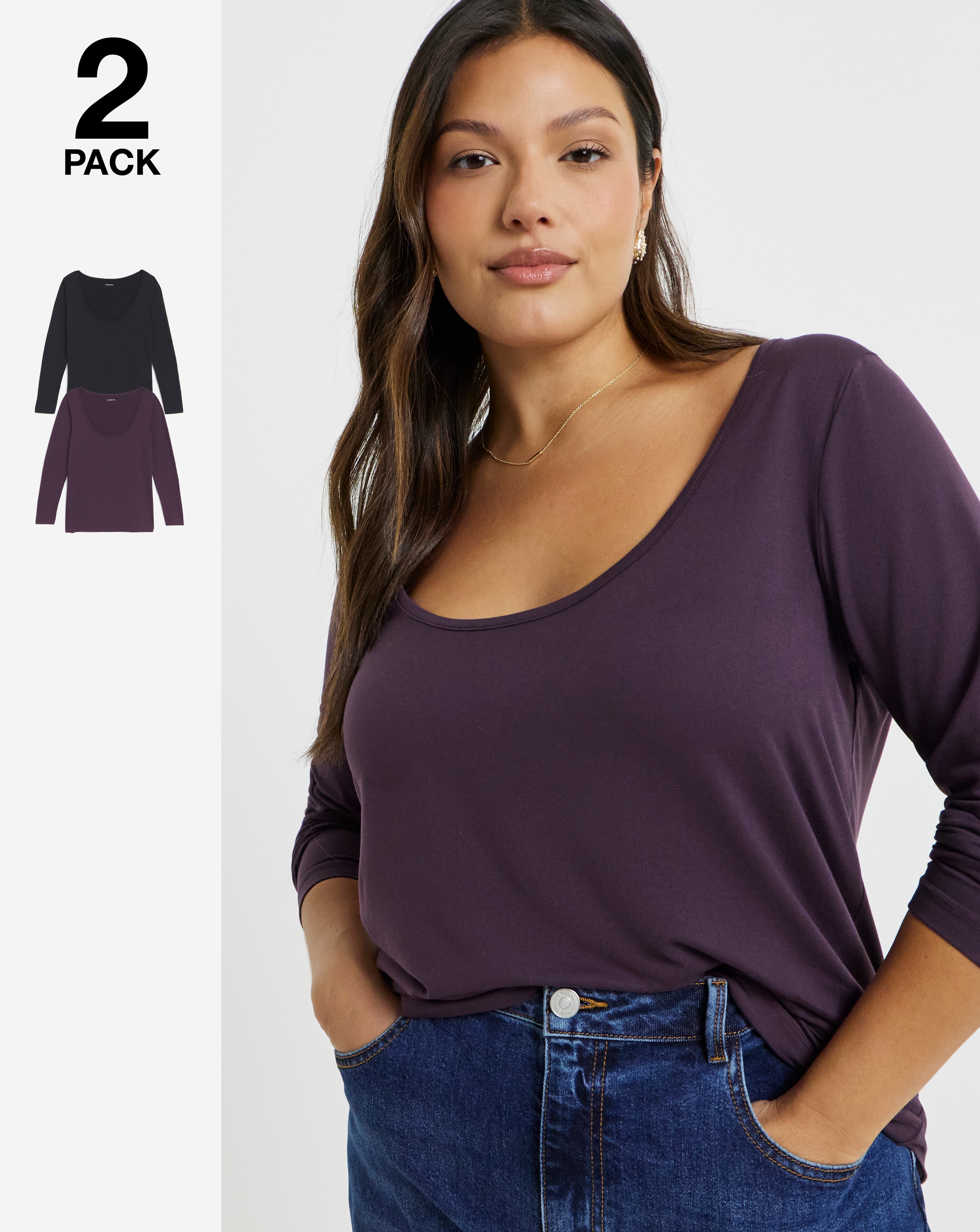 2 Pack Scoop Neck Tops