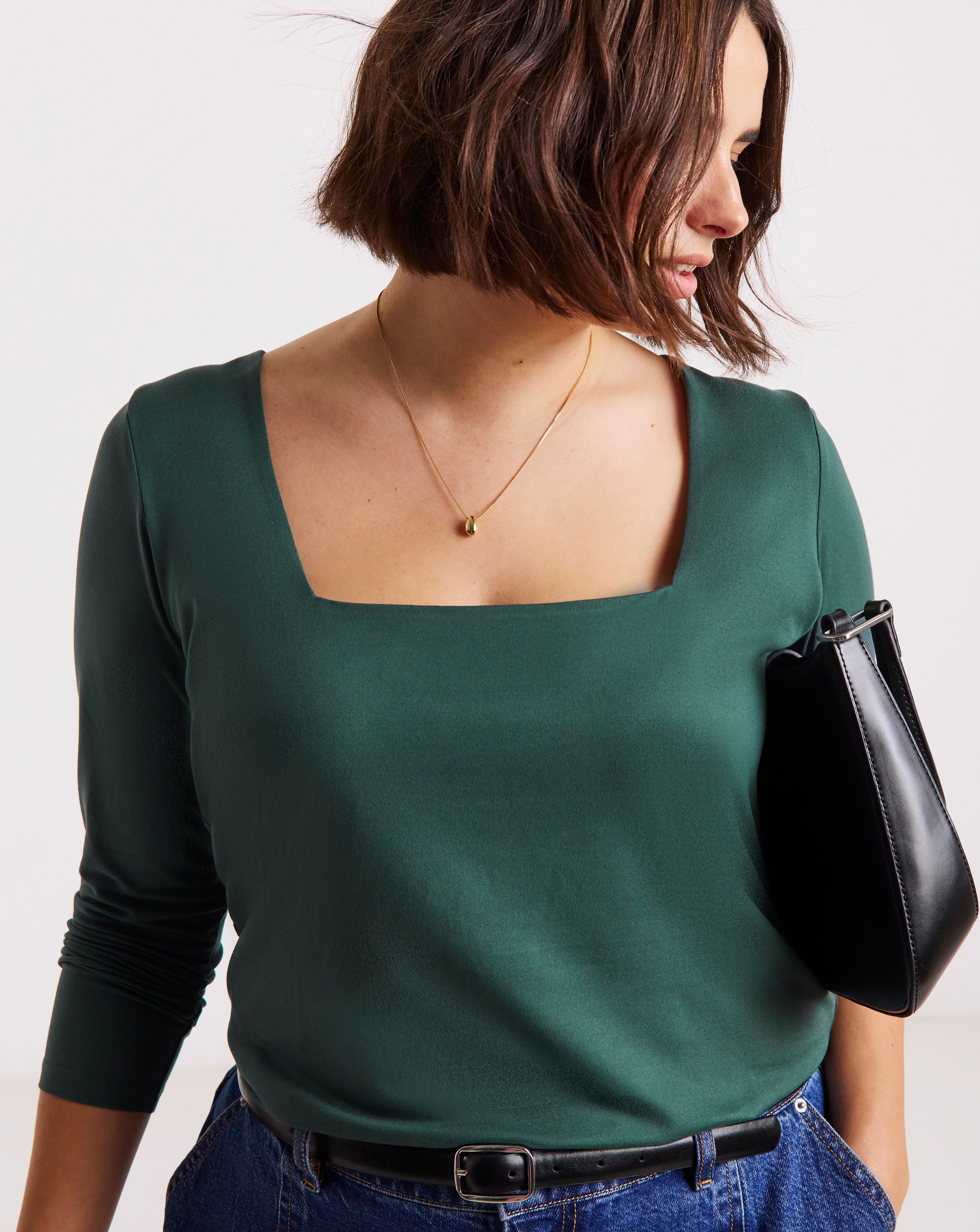 Long Sleeve Square Neck Top