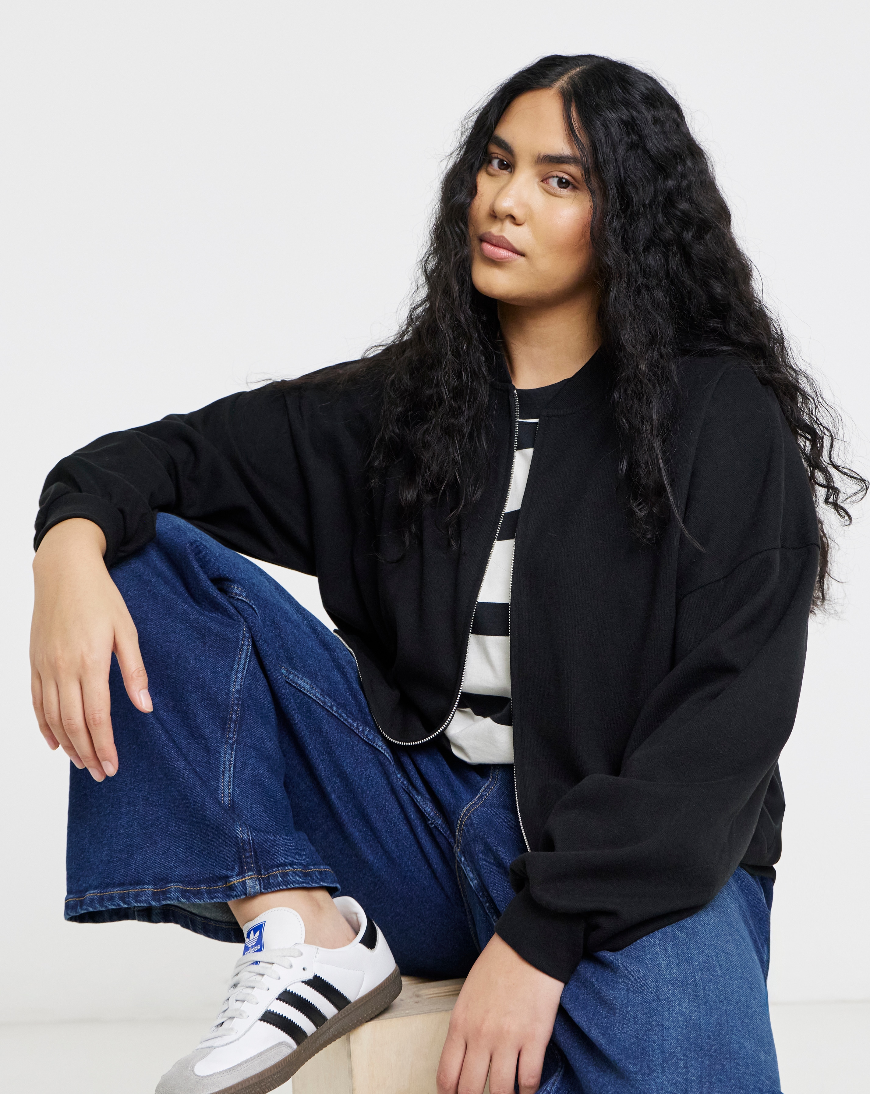 New In - Cut & Sew Zip Up Bomber Jacket