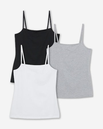 Black, White & Grey 3 Pack Square Neck Camis