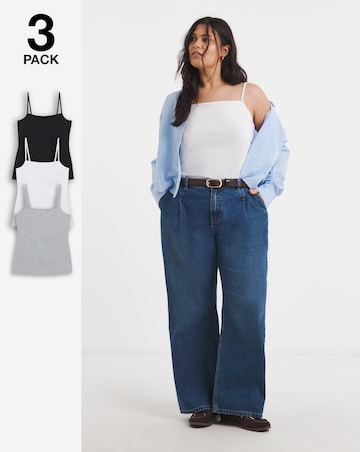 Black, White & Grey 3 Pack Square Neck Camis