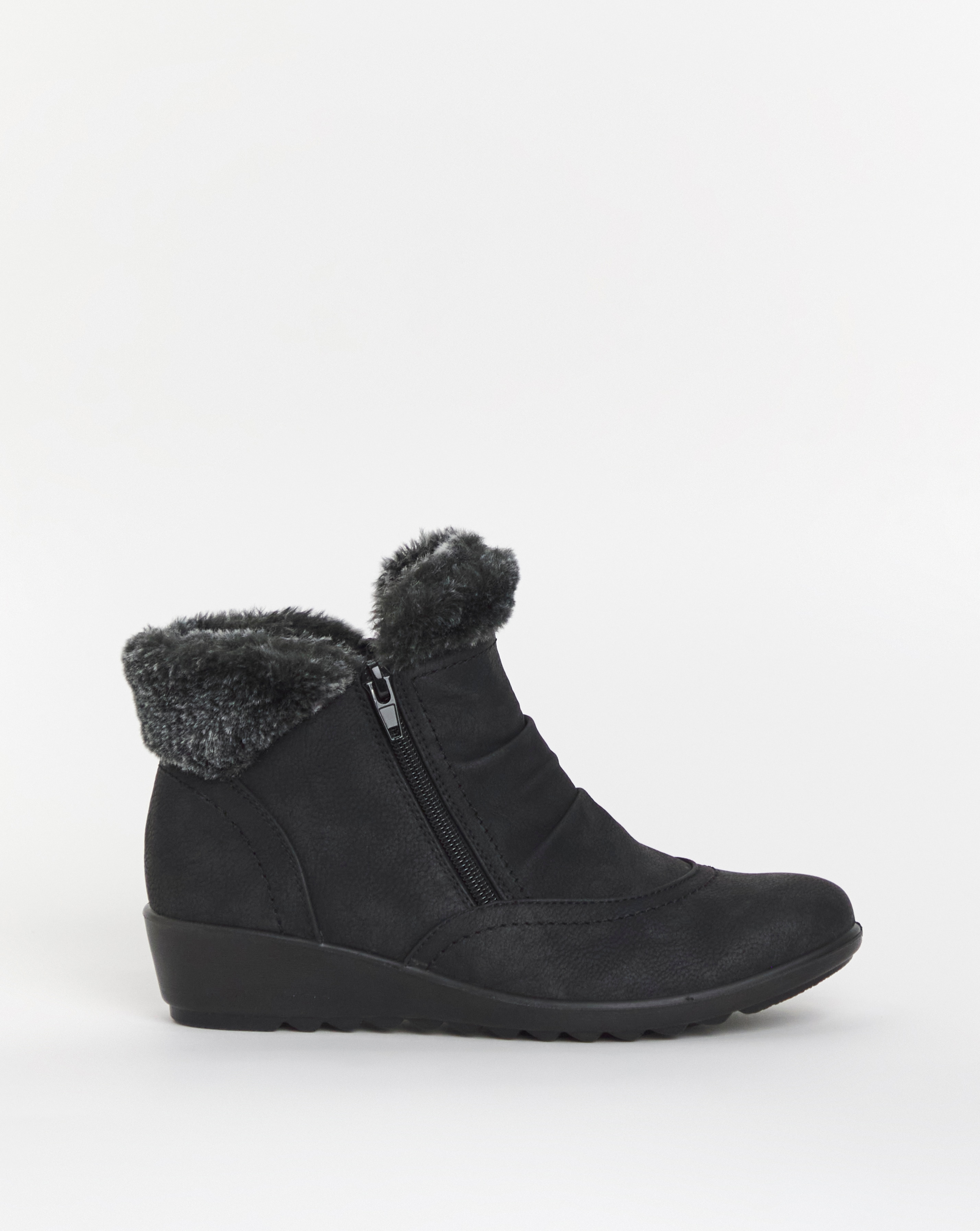 Cushion Walk Zip Fur Ankle Boot E Fit