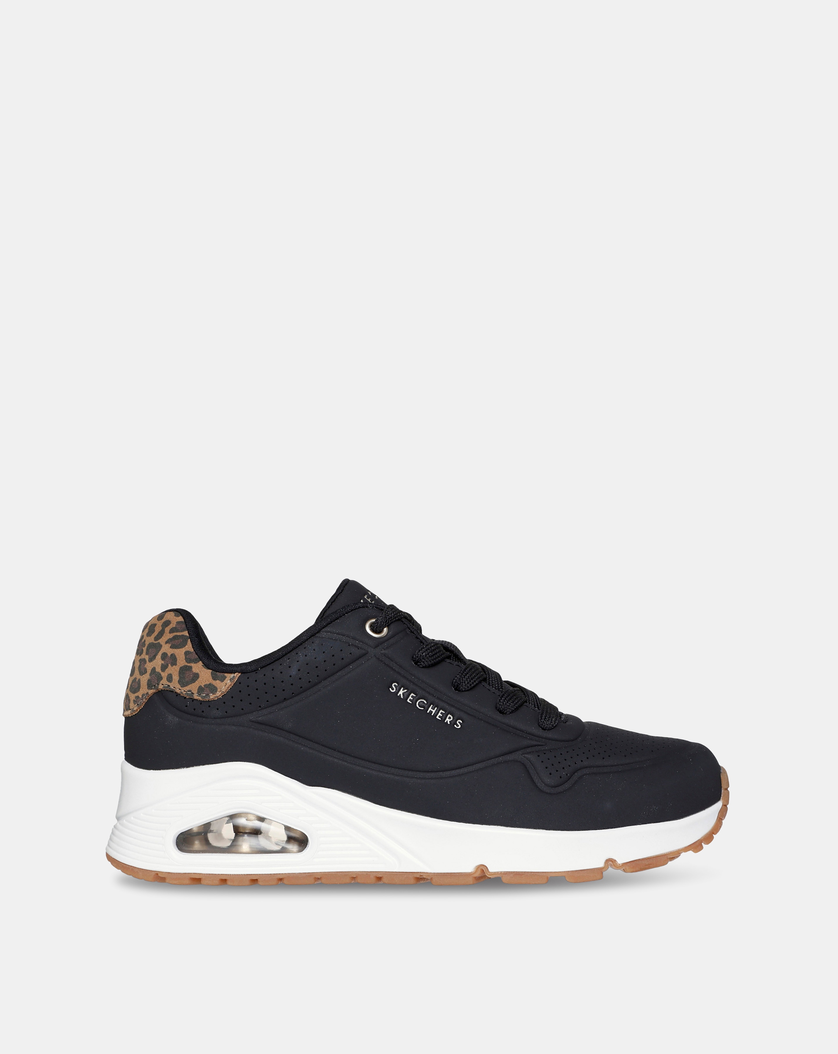 Skechers Uno Trainers With Leopard Back