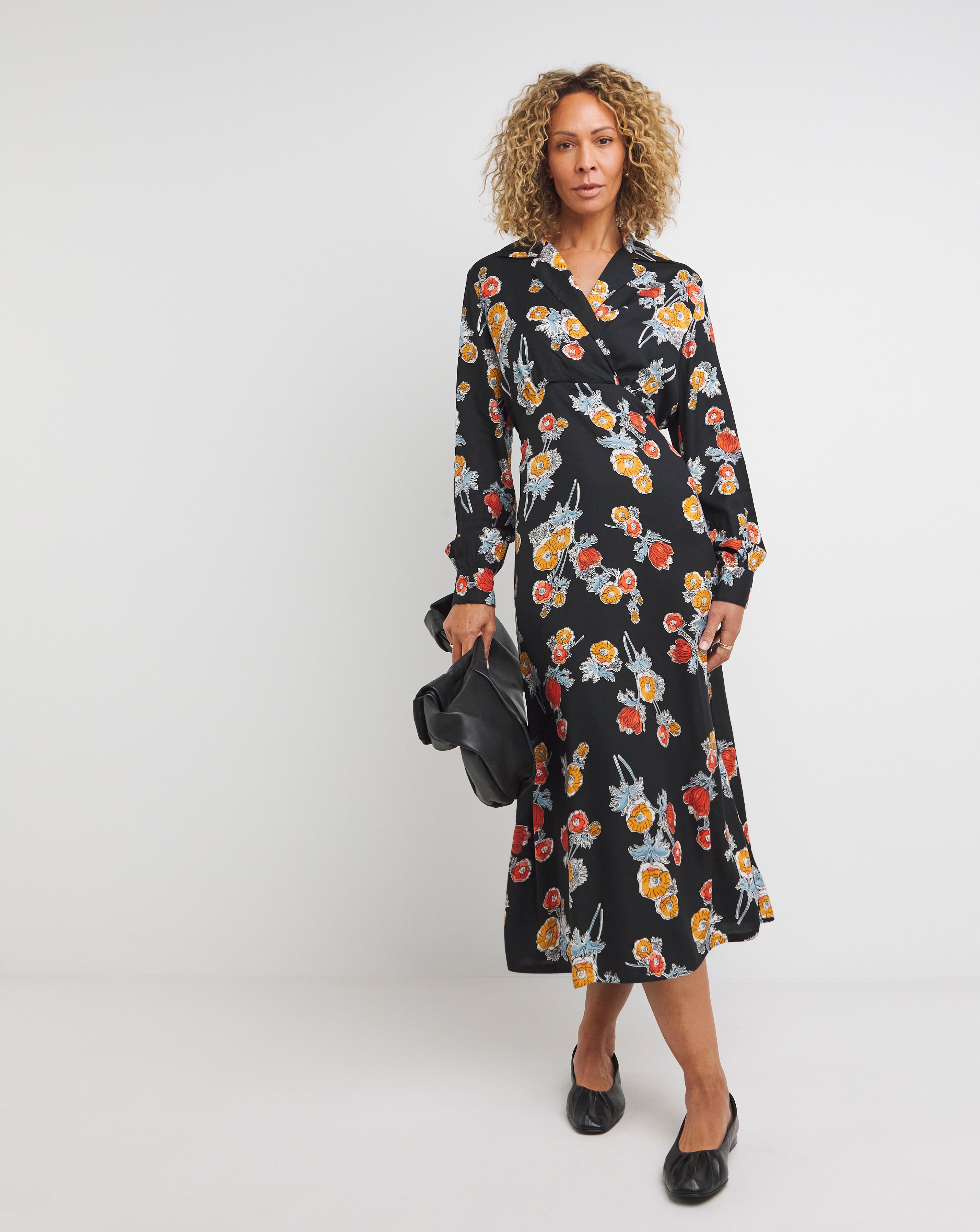 Collared Viscose Midi Tea Dress
