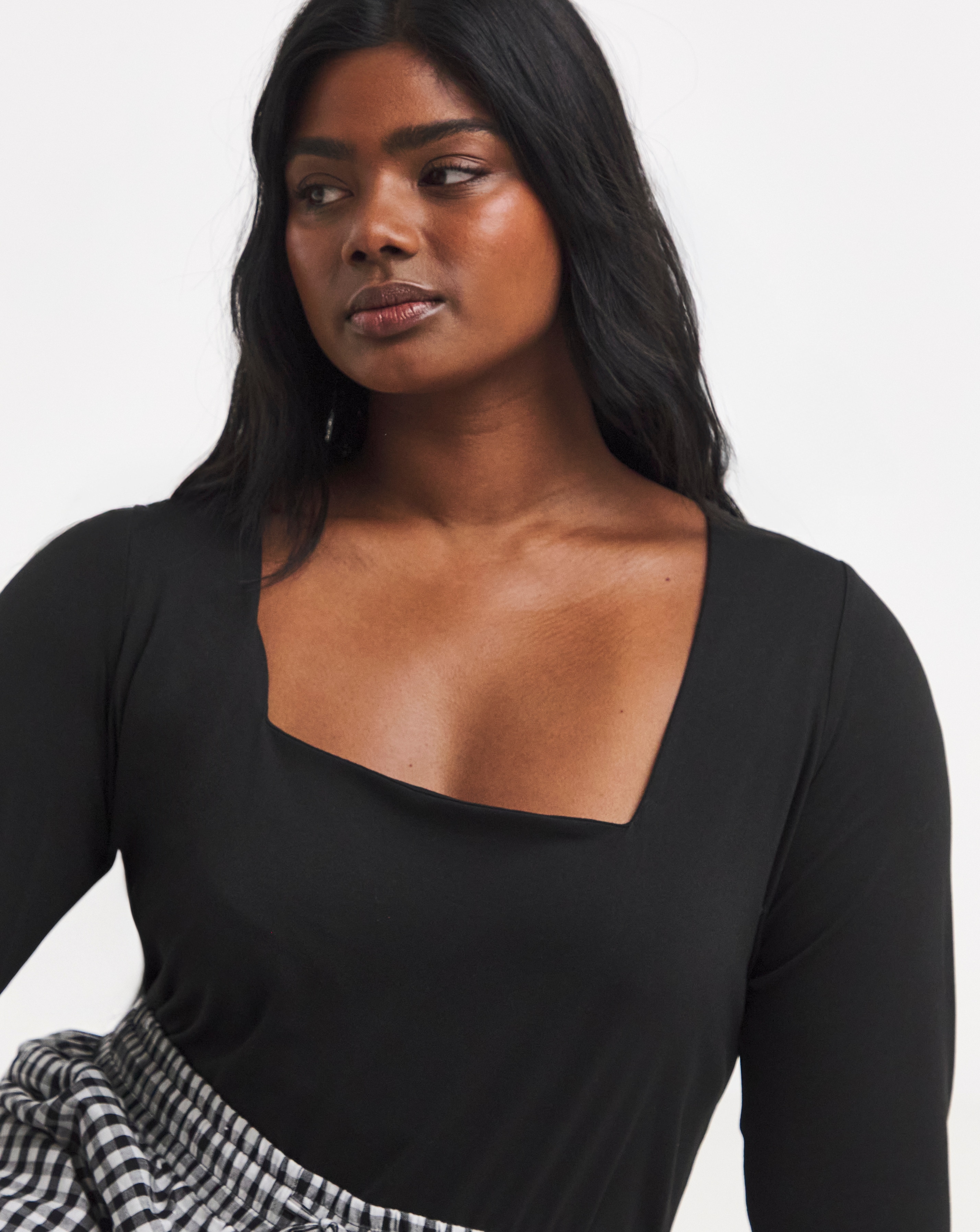 Long Sleeve Square Neck Top