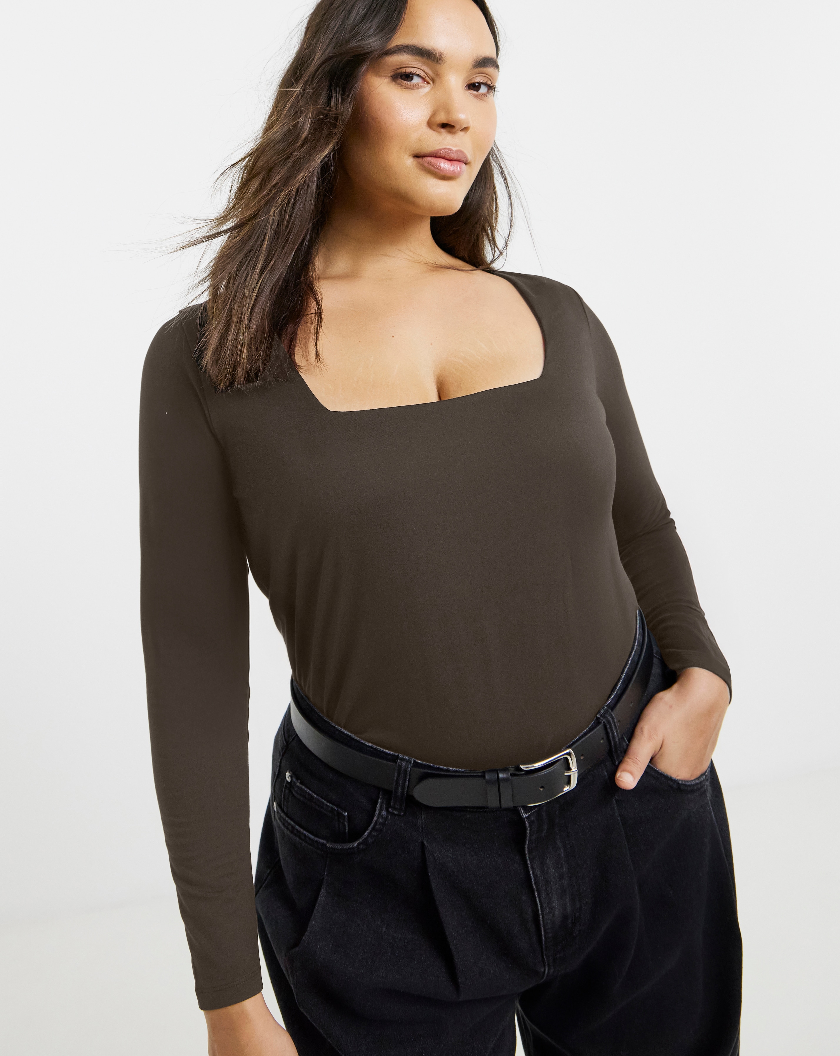 Long Sleeve Square Neck Top