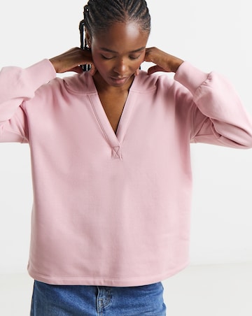 Dusty Pink V Neck Hoodie