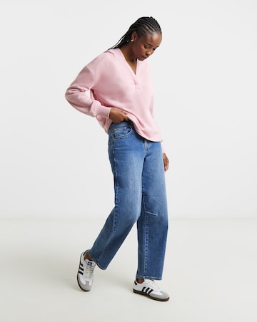 Dusty Pink V Neck Hoodie