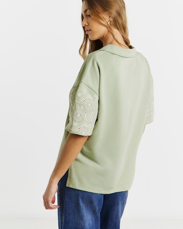 Sage Cut Work Polo Sweatshirt