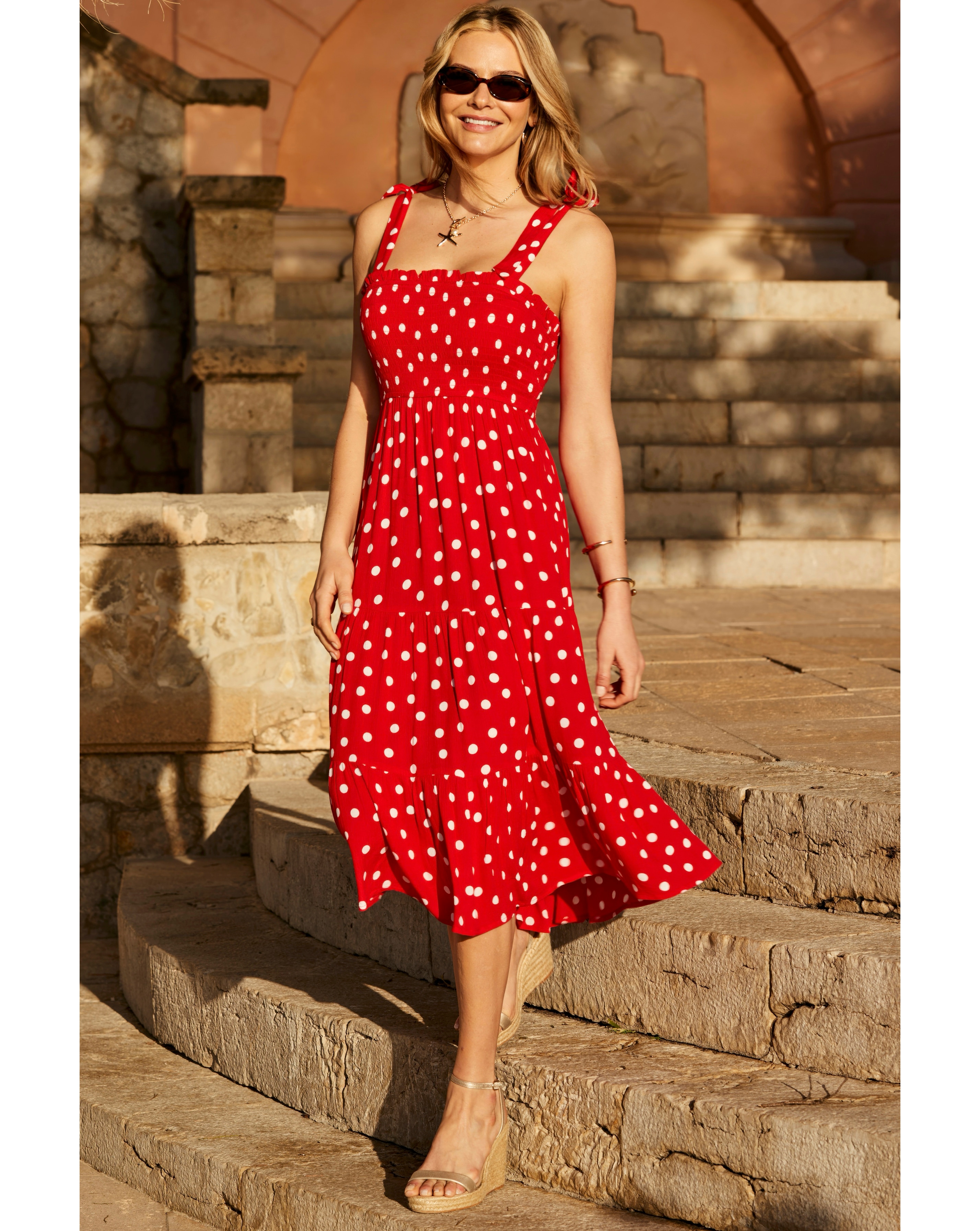 Sosandar Tie Shoulder Printed Dress