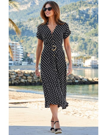 Sosandar Belted Spot Shirt Dress