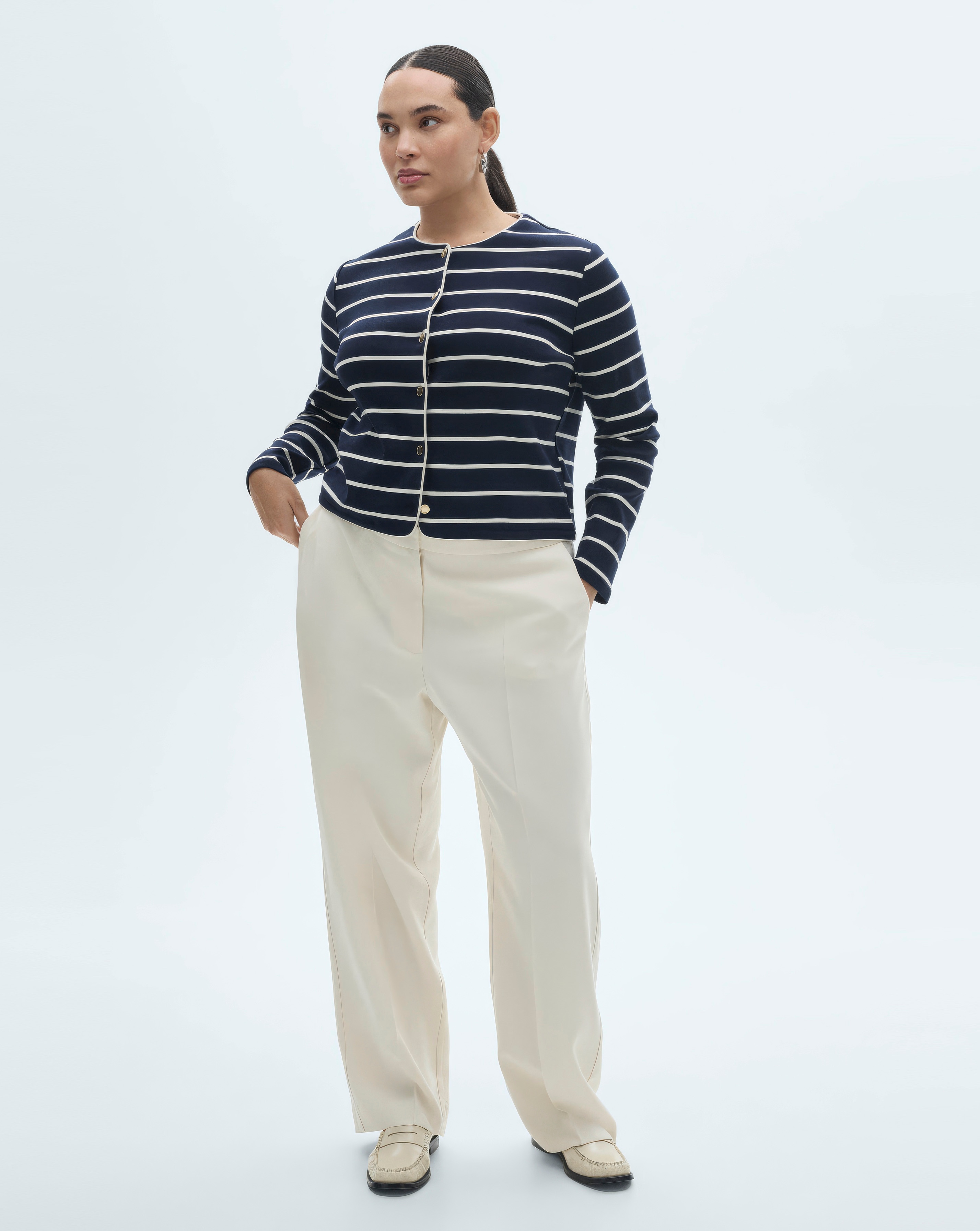 Mango Striped Knit Cardigan