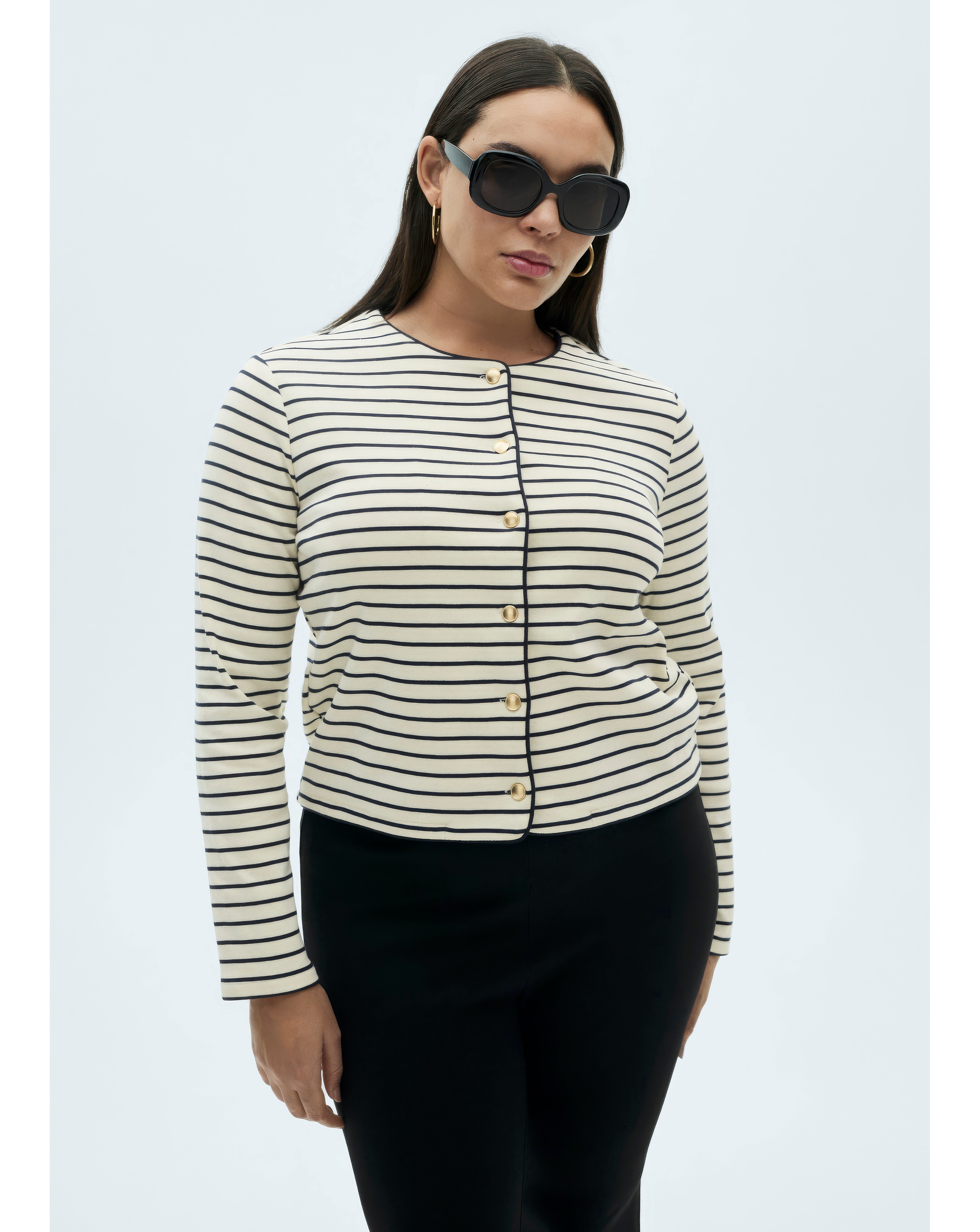 Mango Striped Knit Cardigan