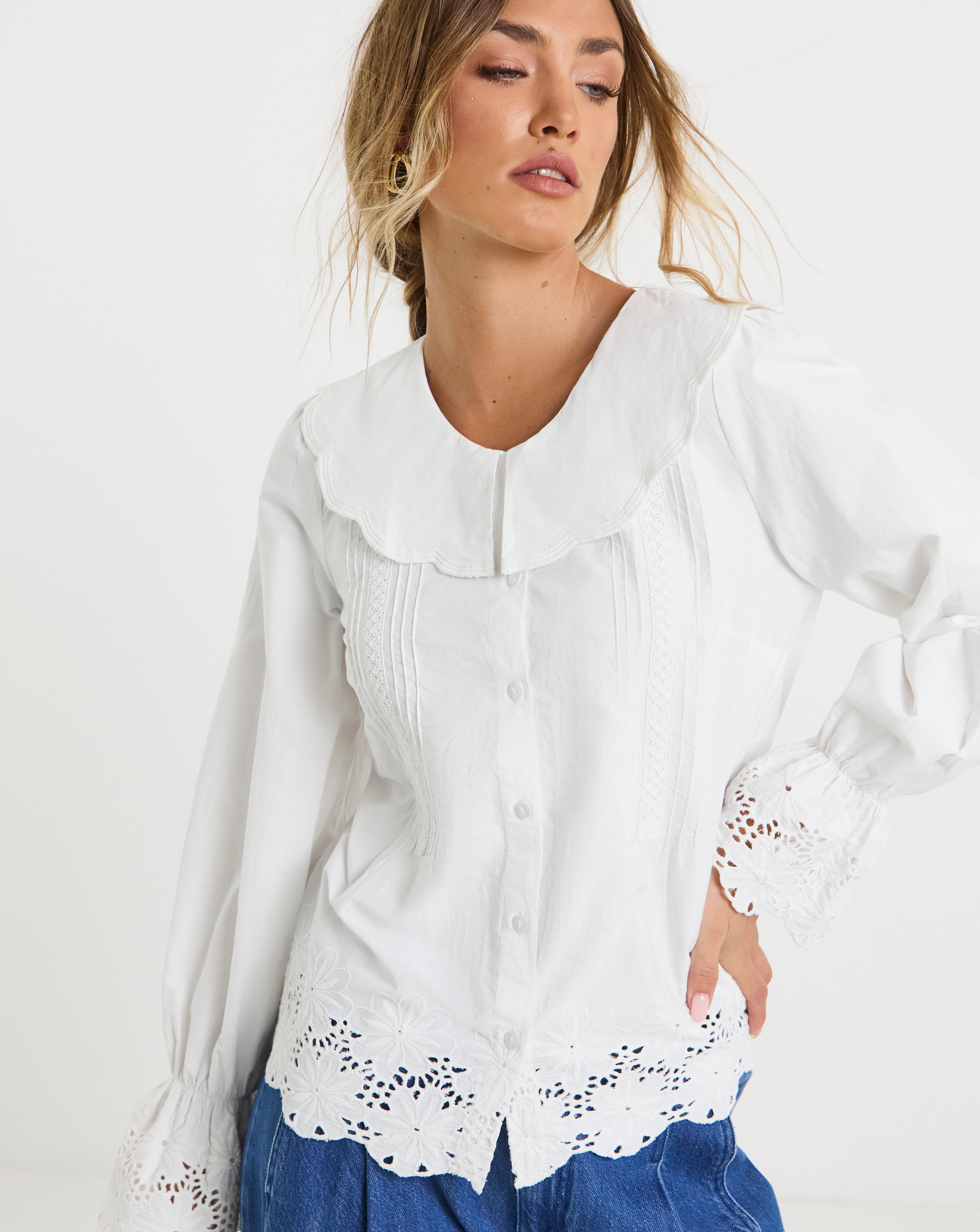Neon Rose Broderie Blouse