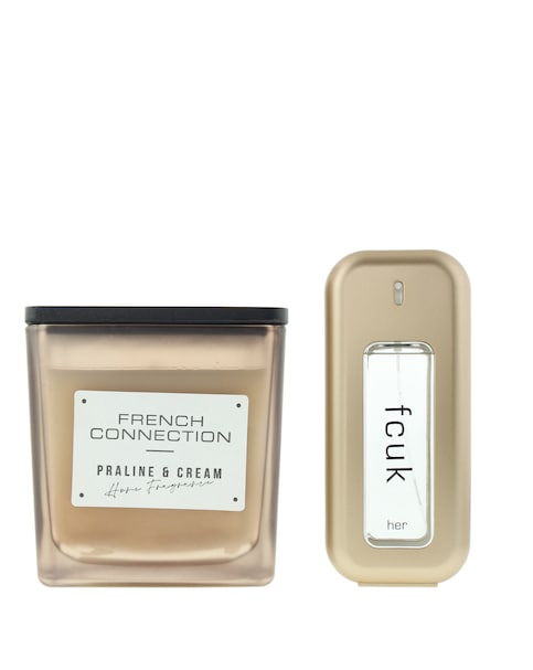 French Connection Praline and Cream Candle and FCUK Her 100ml Twin Pack