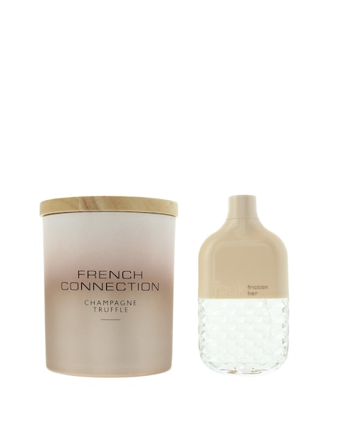 French Connection Champagne Truffle Candle and FCUK Friction Her 100ml Twin Pack