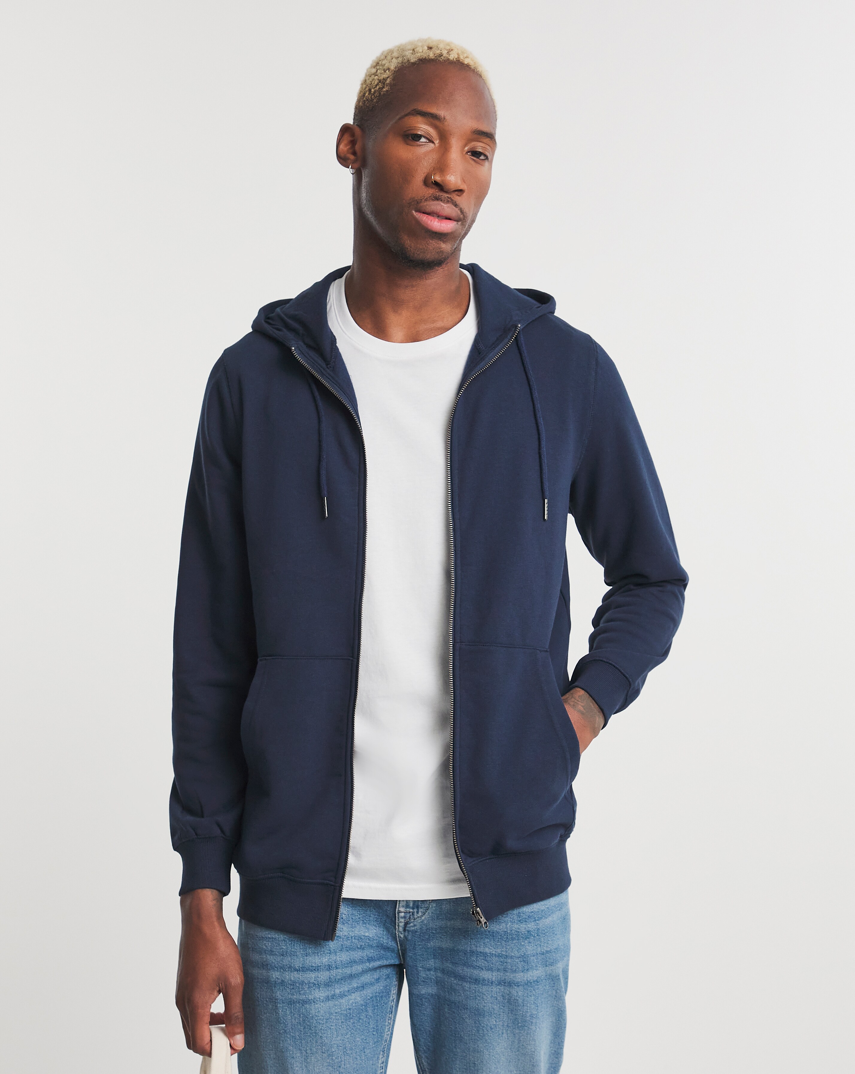 Mens blue cheap zip hoodie