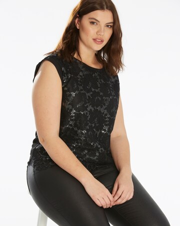Oasis Curve Metallic Lace Top