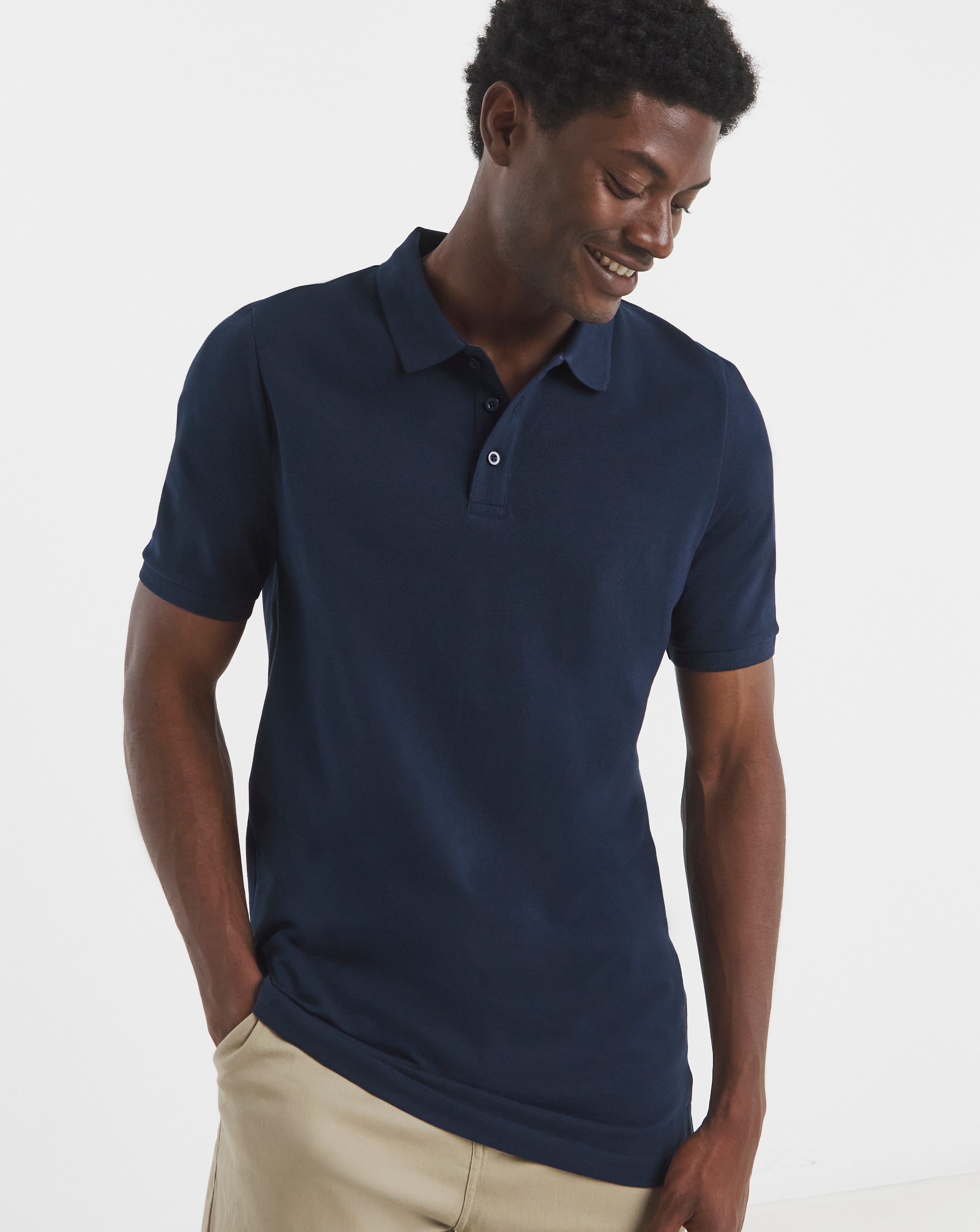 Pure Cotton Pique Polo Extra Long