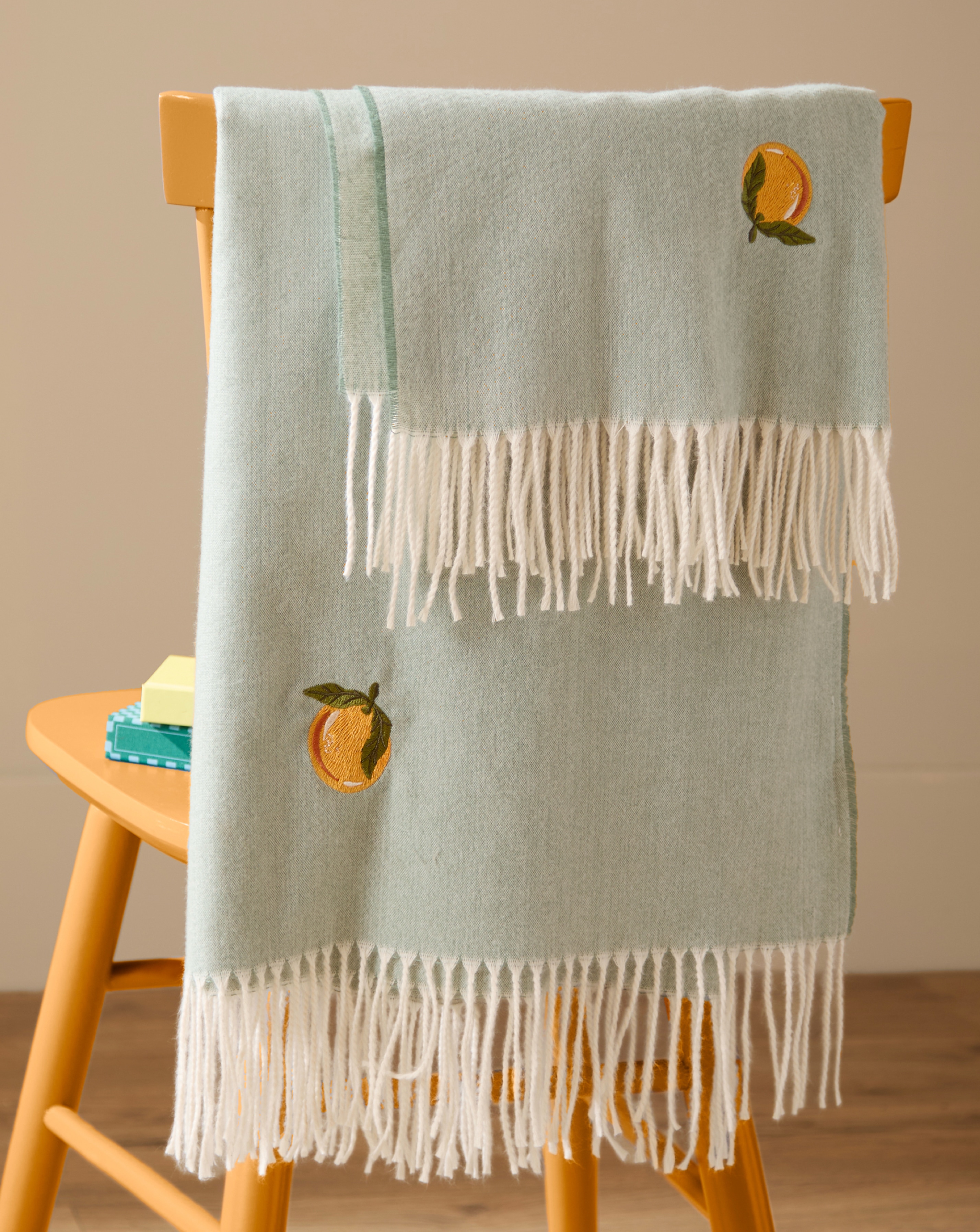 New In - Furn. Fruits Embroidered Throw