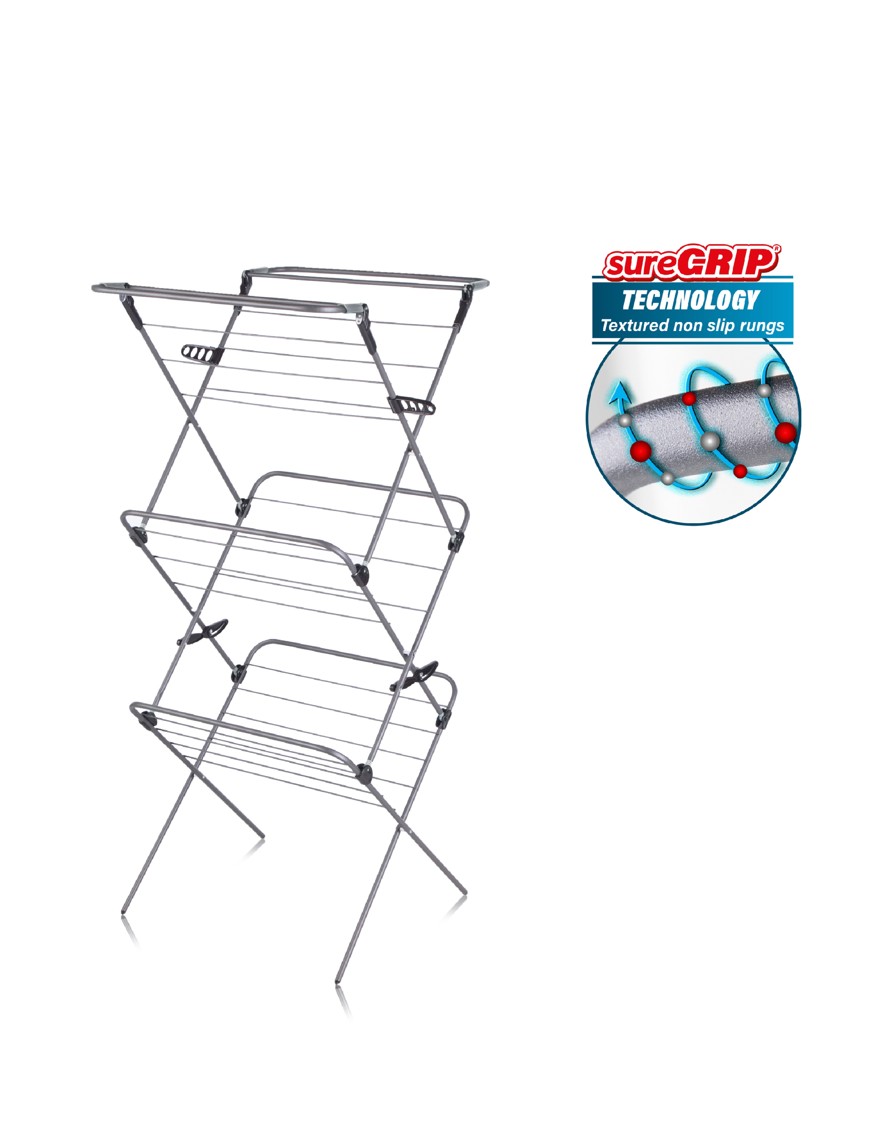 New In - Minky Suregrip Long Drop 3 Tier Airer