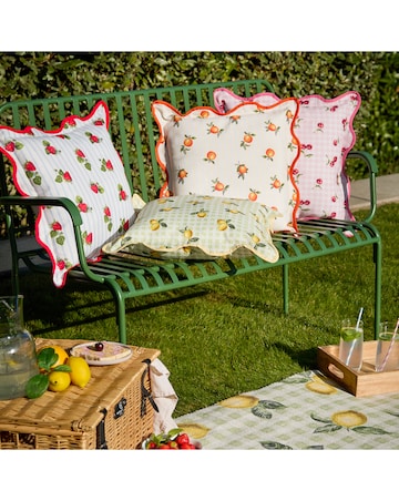 Furn. Fruits Strawberries Striped Outdoor Cushion