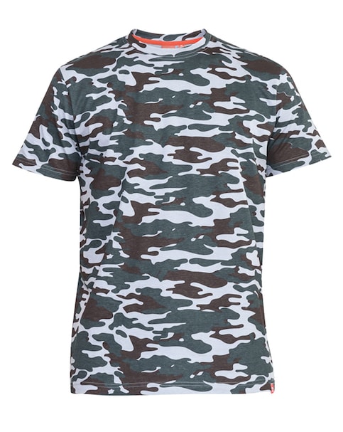 D555 Big & Tall Gaston Camouflage Print Crew Neck T-Shirt - Storm