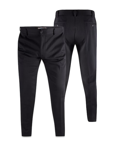 D555 Big & Tall Yarmouth Bi-Stretch Trouser with Flexible Waistband - Black