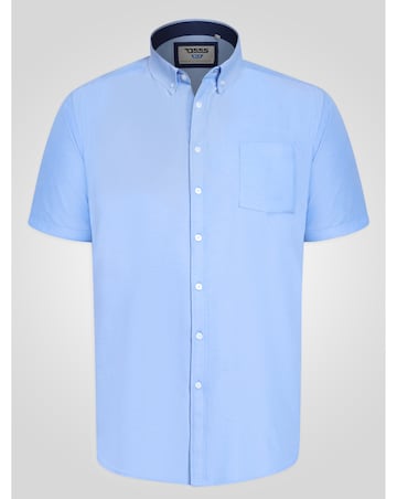 D555 James-SKY BLUE Basic Oxford Short Sleeve Shirt