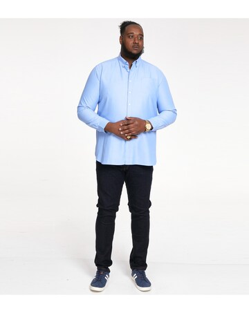 D555 Big & Tall Richard L/S Button Down Oxford Shirt with Chest Pocket -Sky Blue