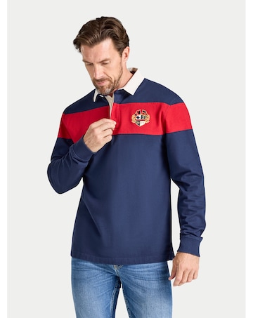 Raging Bull Long Sleeve Chest Panel Rugby Navy