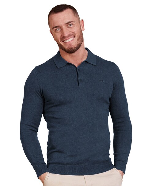 Raging Bull Long Sleeve Knitted Polo