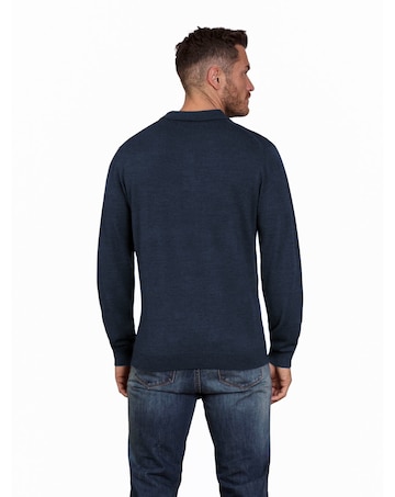 Raging Bull Long Sleeve Knitted Polo Navy