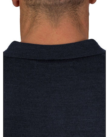 Raging Bull Long Sleeve Knitted Polo Navy
