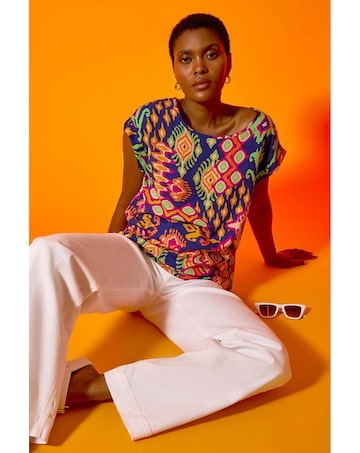 Roman Aztec Print Short Sleeve Top