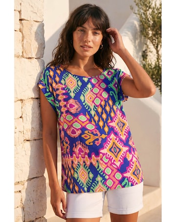 Roman Aztec Print Short Sleeve Top