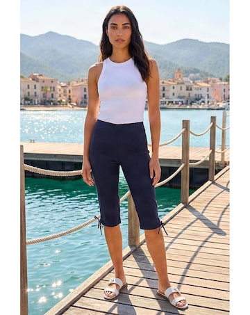 Roman Tie Side Stretch Cropped Trousers