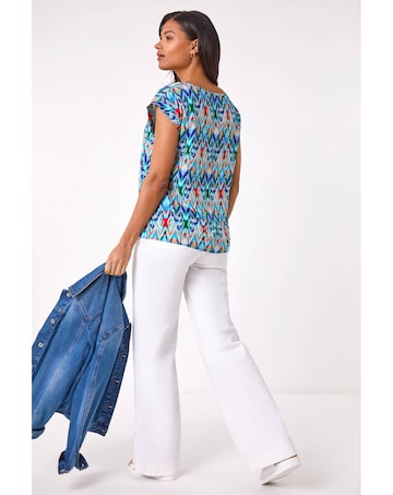 Roman Abstract Print Shell Top