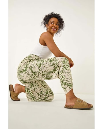 Roman Petite Leaf Print Wide Leg Trouser