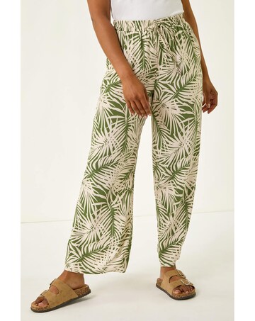 Roman Petite Leaf Print Wide Leg Trouser