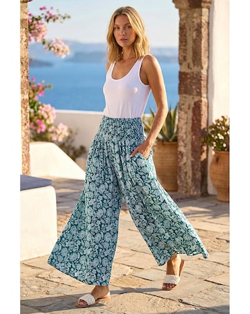 Roman Floral Palazzo Stretch Trouser