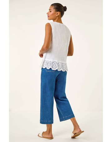 Roman Strawberry Embroidered Crinkle Top