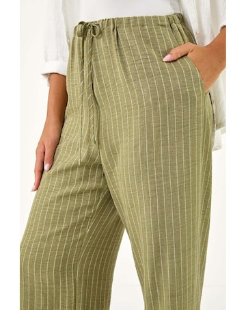 Roman Stripe Tie Waist Pocket Trouser